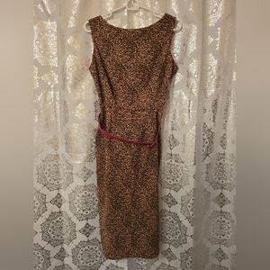Bettie Page Leopard Print Midi Dress, Size L